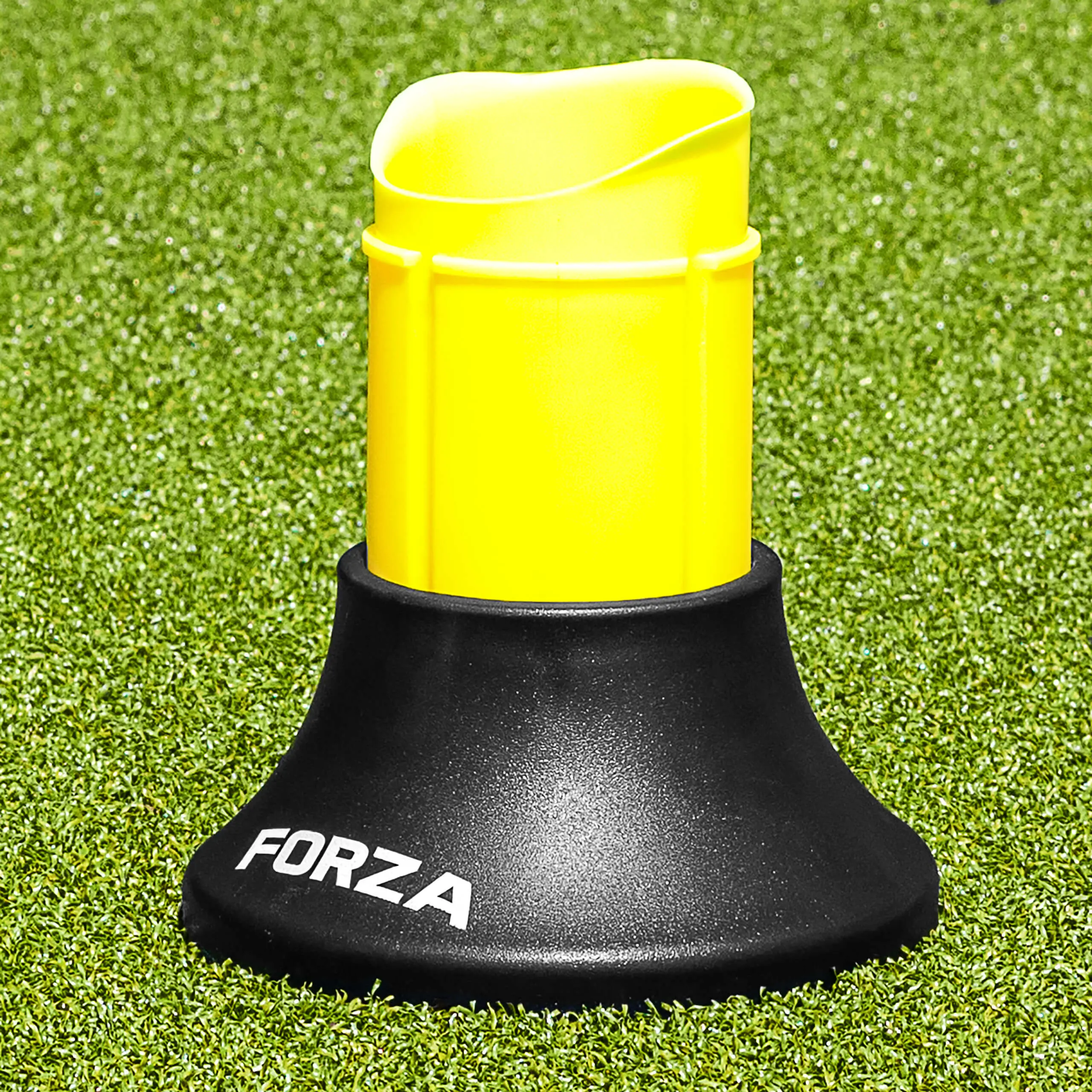 FORZA Extendable Rugby Kicking Tee - Adjustable Height for Perfect Kicks - Durable Black Base - Fluorescent Yellow Extender
