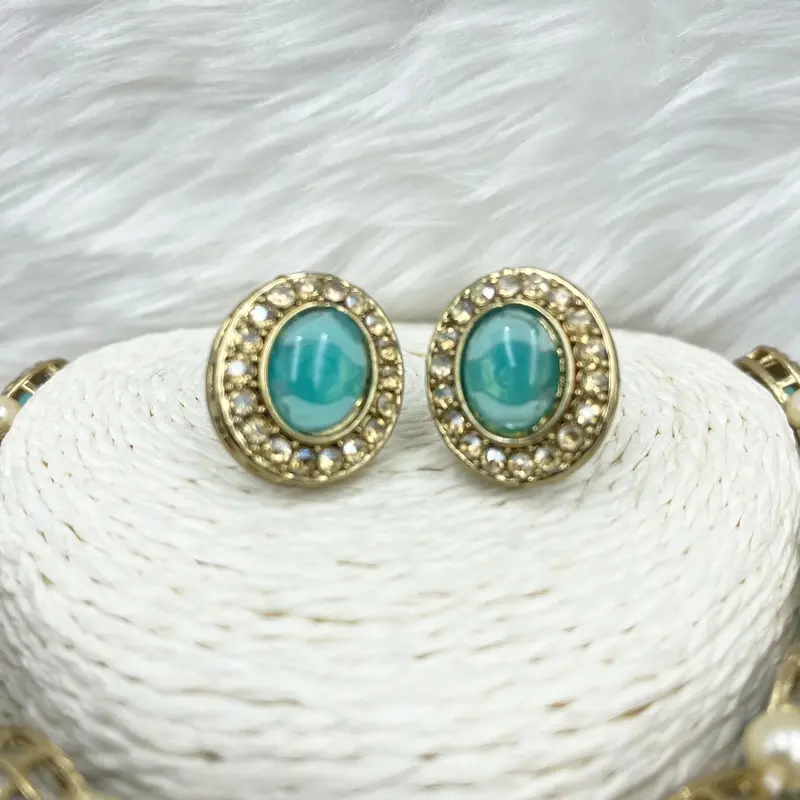 Eshti Turquoise Choker Necklace Set - Gold Indian Jewellery (Free Delivery) 2