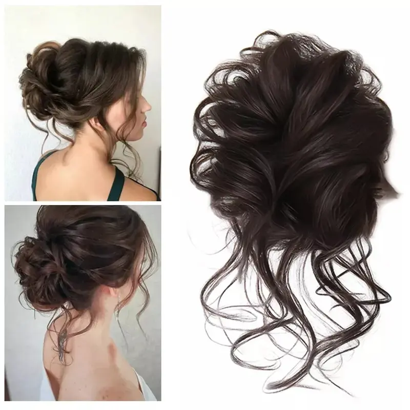 Curly Messy Bun Hair Piece Updo Scrunchie Fake Natural Bobble Hair Extensions RI 1
