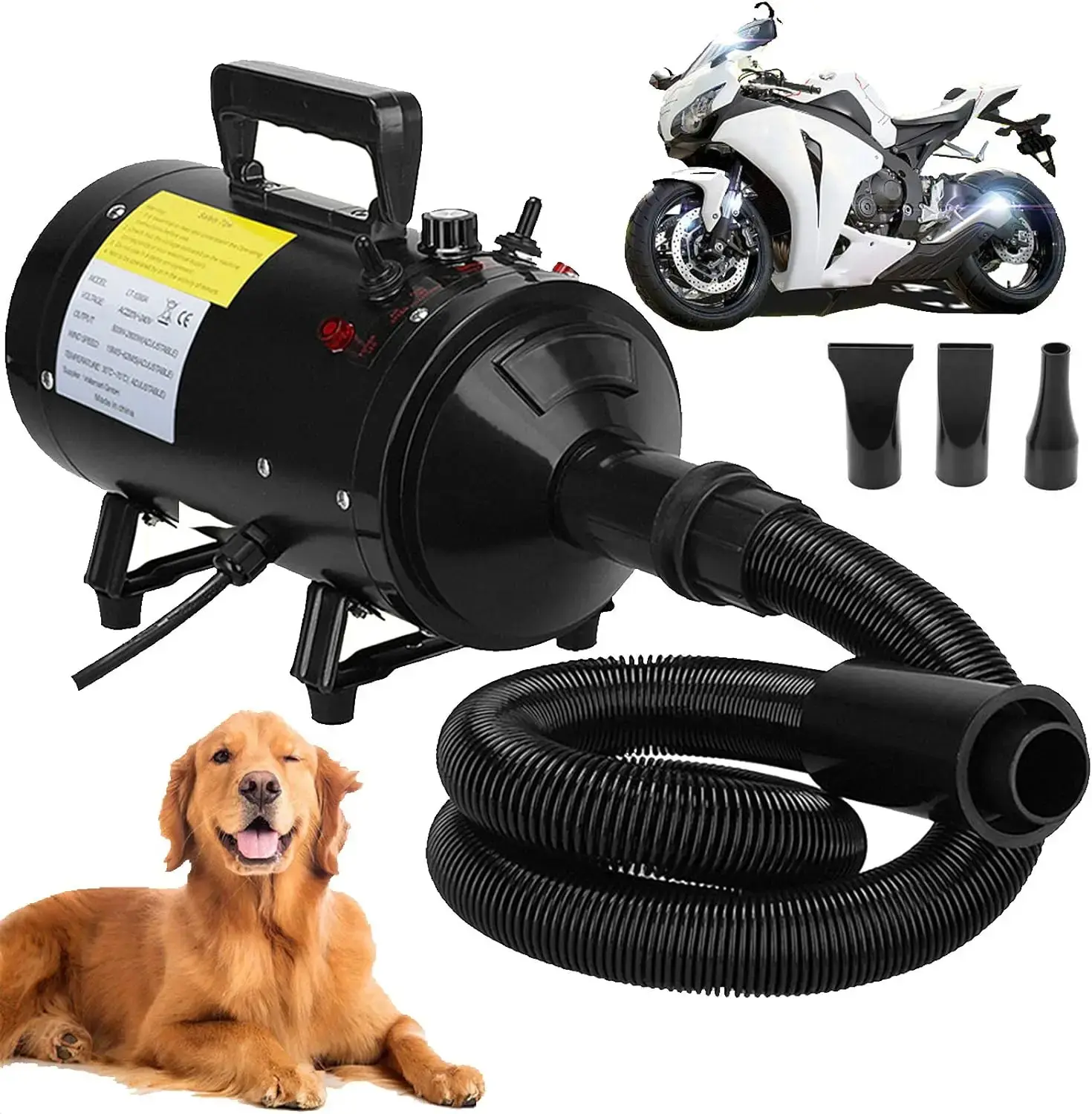 2800W Pet Dog Cat Grooming Hair Dryer Hairdryer Blaster Blower Low Noise Washer Heater with 2.5M Hose 3 Nozzles Pink Pet  Dryer with Heated Dog Grooming Blower Dog Hair Dryer for Small/Medium/Large Dogs with 3 Nozzles