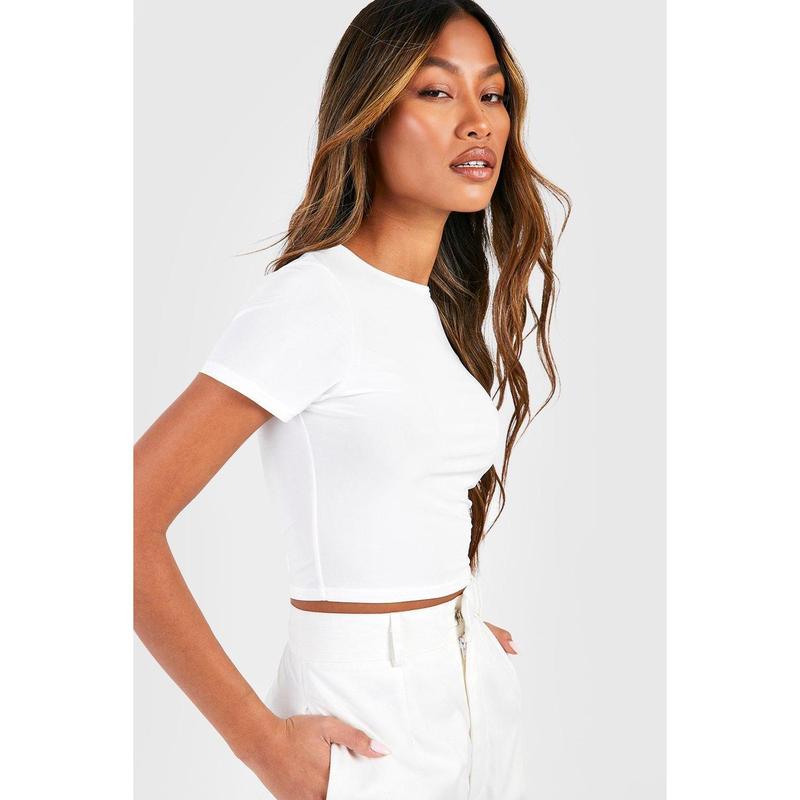 Slinky Basic Short Sleeve Crop Top 0