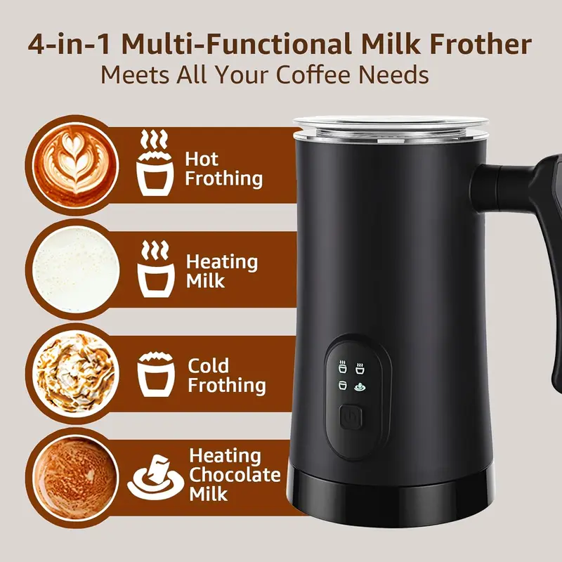 Milk Frother, 4 in 1 Electric Milk Steamer,11.8oz/350ml Automatic Warm and Cold Foam frother for Coffee, Latte, Macchiato, Cappuccino, Hot Chocolate 2