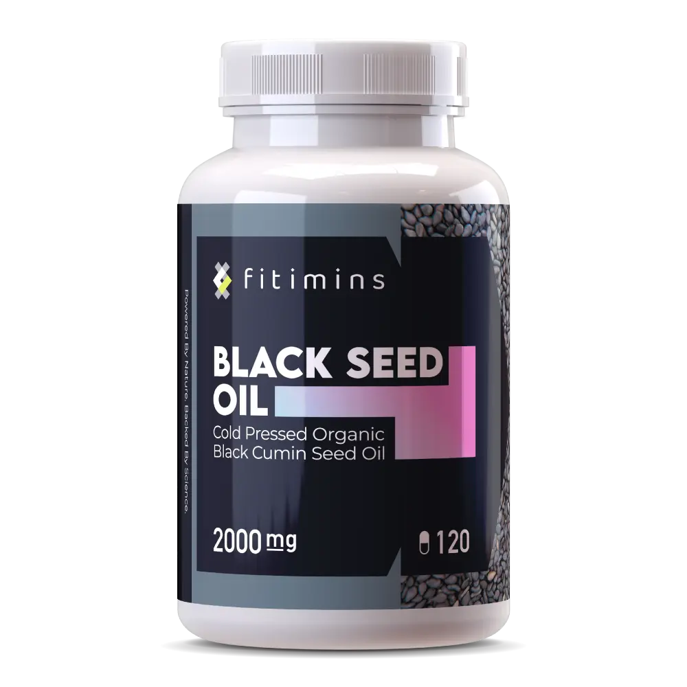 Fitimins Black Seed Oil 2000mg Softgels  | Cold Pressed Organic Black Cumin Seed Oil | Supports Anti-Ageing, Brain Health, Wellness & Immune Support | 120 Capsules, 2 Month Supply energy supplement Healthcare Fitness