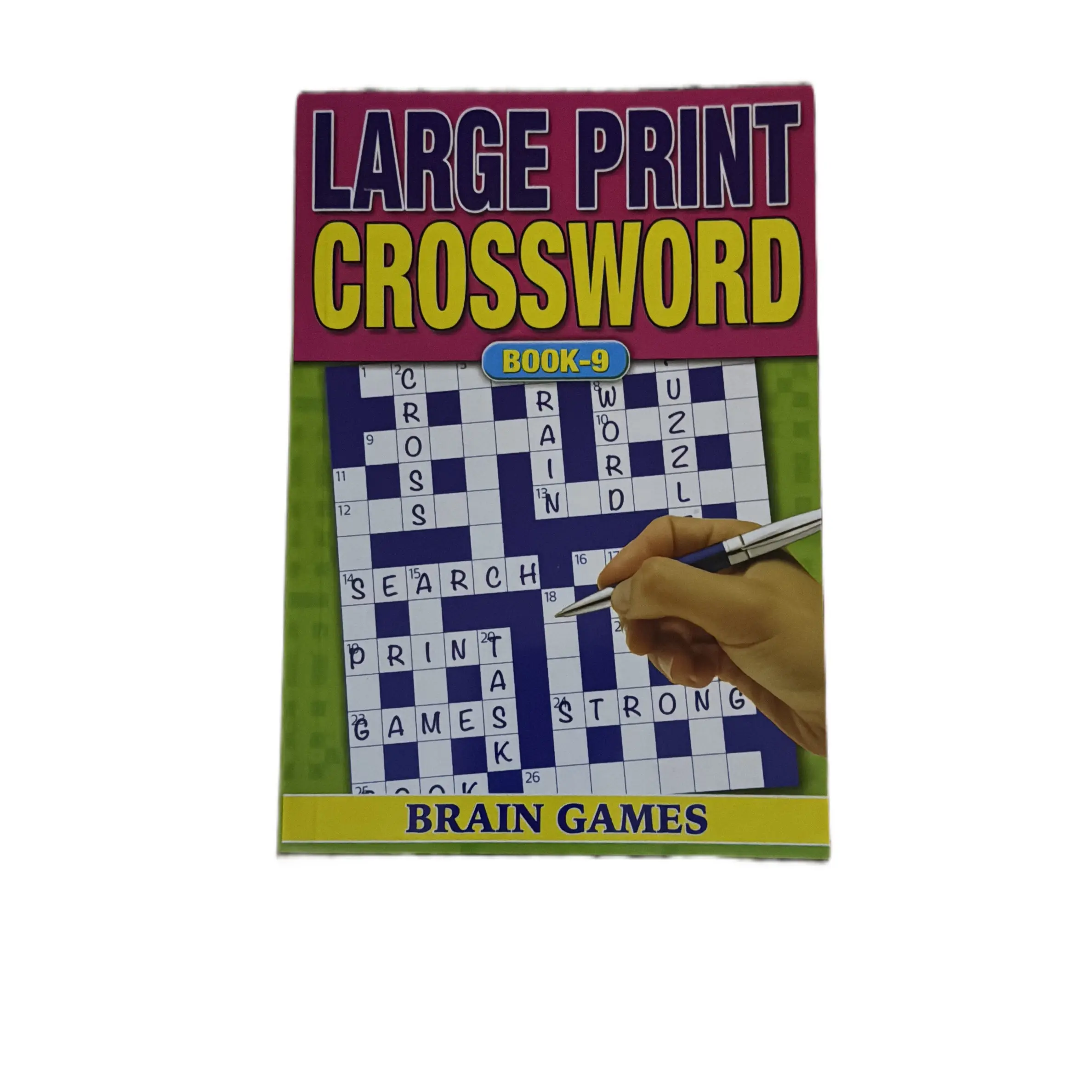 A5 size large print crossword puzzle book . Book 9