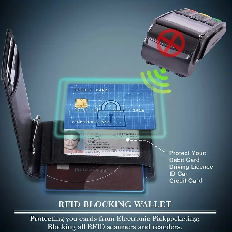 Genuine Leather Slim Wallet for Men with RFID Blocking and Money Clip 3