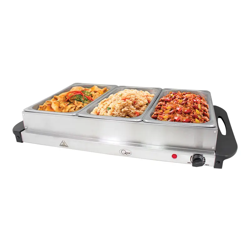 Quest Large Buffet Server and Food Warming Tray - 3 x 2.4L Trays - Great for Parties, BBQ's Christmas and Breakfasts Plate Set 4