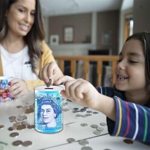 Money Box Tin £5 £10 £20 £50 Pound Note Kid Saving Cash Piggy Bank Box Decor Gift Light Security Ornaments 6