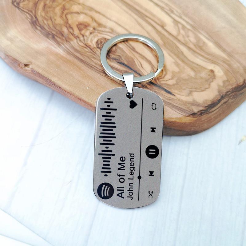 Personalised Scannable SPOTIFY Engraved Keyring - Gifts for Him Her - Valentine's Day Anniversary Birthday Christmas Presents Memory Song 4