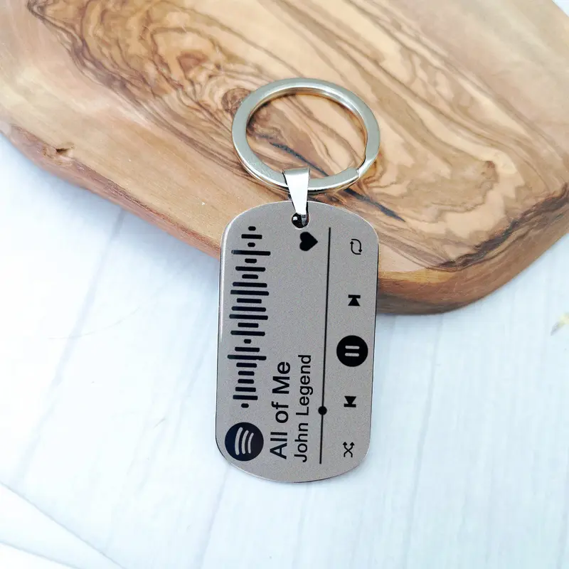 Personalised Scannable SPOTIFY Engraved Keyring - Gifts for Him Her - Valentine's Day Anniversary Birthday Christmas Presents Memory Song 4