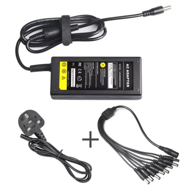 12V 5A Power Supply Adapter +8 Way Splitter Cable for DVR/CCTV Camera/LED Strip