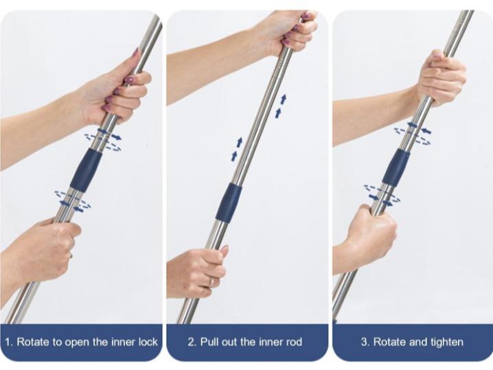 Professional Extendable Glass Cleaning Pole, 102-136cm, Squeegee Cleaner, Bendable Head, Professional Window Cleaning, Lightweight Cleaning Tool Adjustable 4