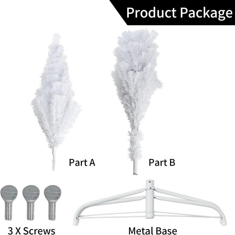 5ft 6ft 7ft White Artificial Christmas Cone Tree Bushy Tips Metal Foldable Stand Festive Decoration Xmas Tree Indoor Outdoor Christmas Home Decor Tree Traditional Ornaments 1