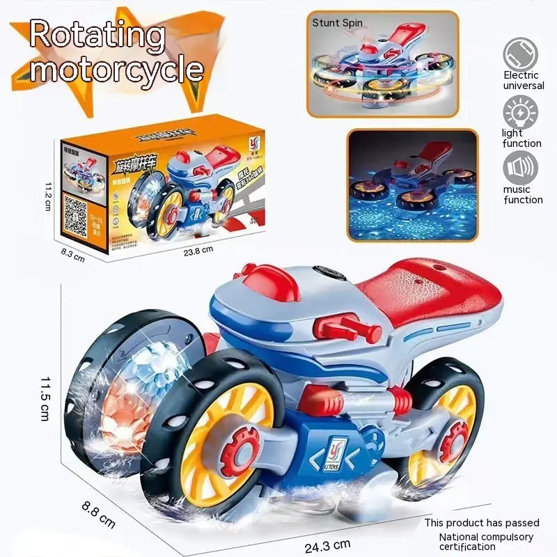 New Electric Deformation Motorcycle Stunt Rotating Universal Car Science Fiction Light Music Children Toy Car 4