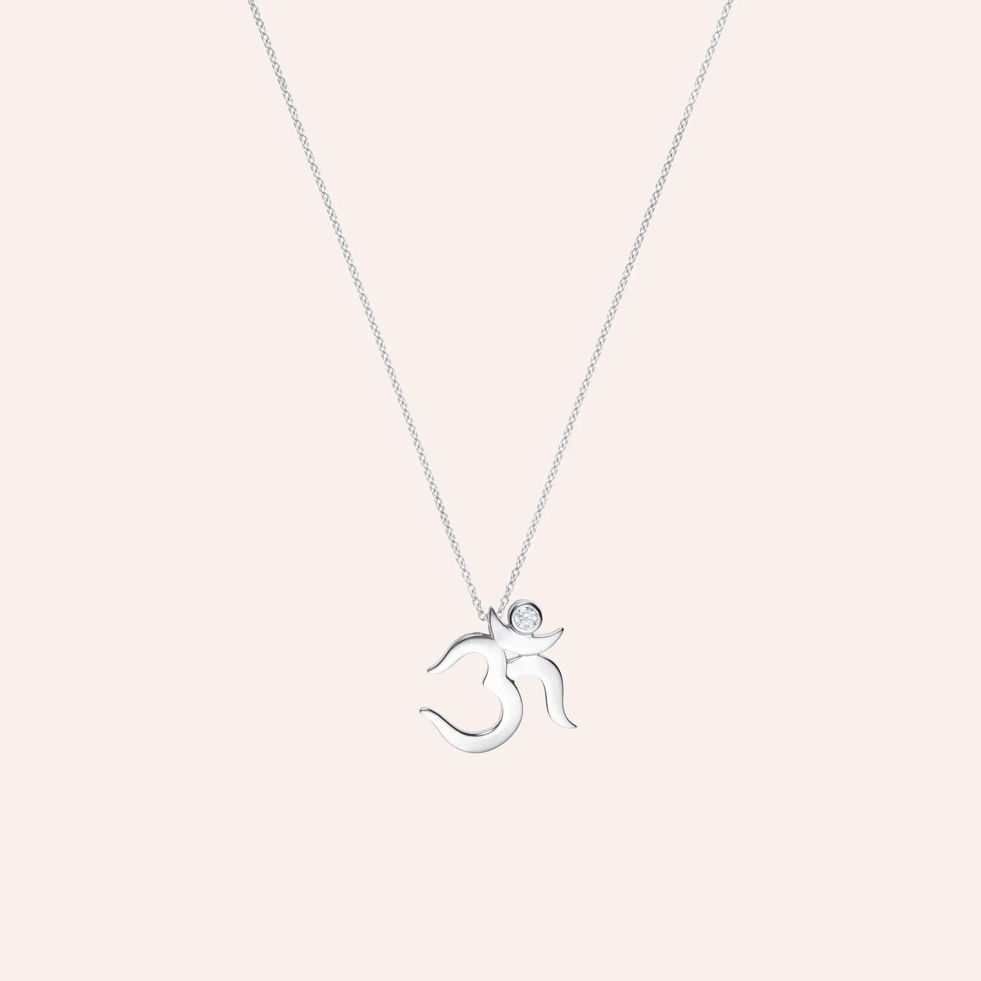 Sterling Silver Om Necklace with Cubic Zirconia for Women
