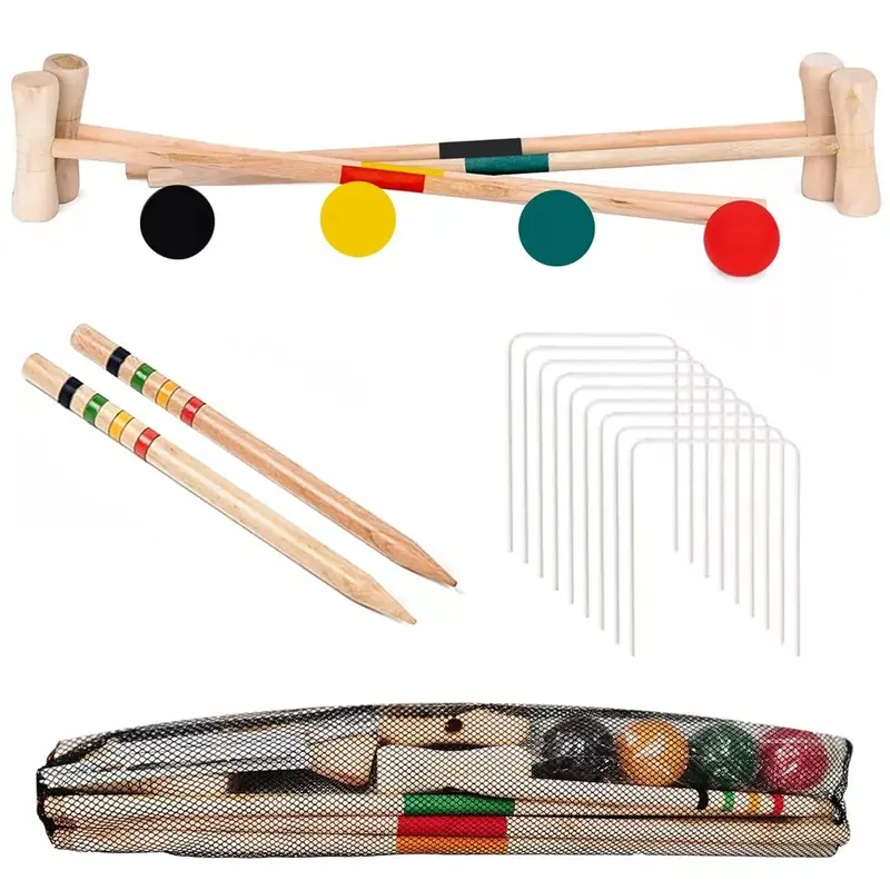 4-Player Croquet Set – Summer Fun for Everyone! ️Wooden Mallets 7