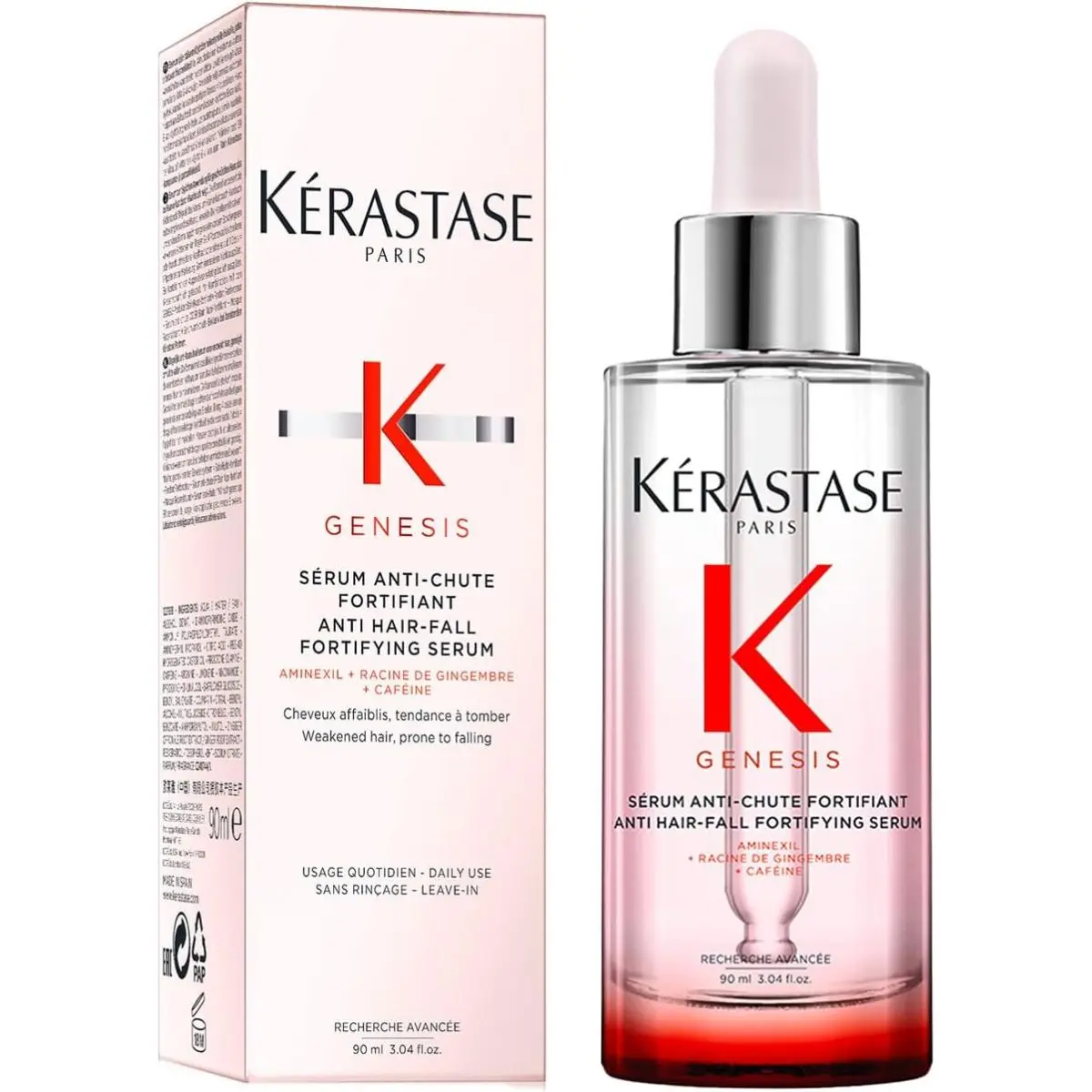Kérastase Genesis Hair Serum, Nourishing & Fortifying Leave-In Conditioner, For Weakened Hair, With Ginger Root & Edelweiss Flower, Sérum Anti-Chute Fortifiant, 90 ml Haircare Daily