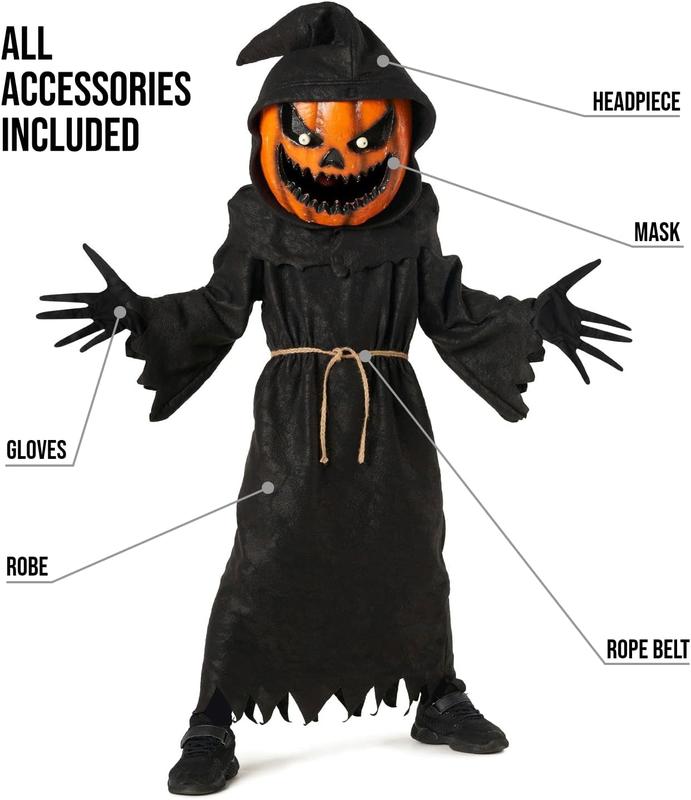 Morph - Evil Pumpkin Costume Boys Scary Halloween Costumes For Boys - Scary Pumpkin Costume Kids - Grim Reaper Costume Kids 1