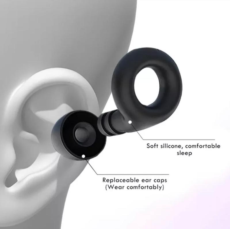 LOOP STYLE Black Comfortable Light Soft Reusable Silicon Earplugs Set with Travel Case for Sleep, Work, and Conversation Silicone Teens 6