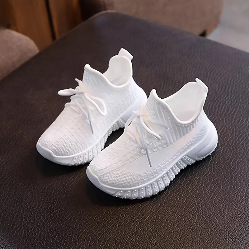 Casual Comfortable Solid Color Woven Shoes For Girls, Breathable Lightweight Sneakers For Walking Running 4