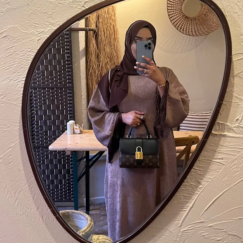 Brown Glitter Kaftan Abaya 2