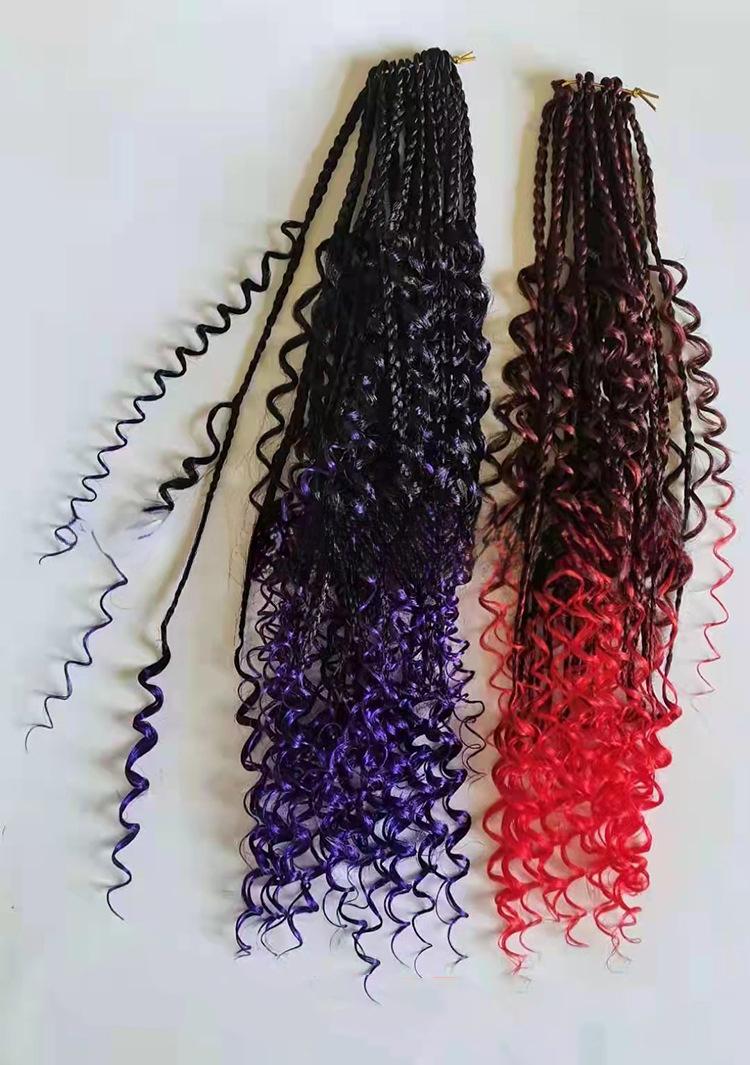 Product Introduction of European  Synthetic Fiber Wig Box Braids Bohemian Curly Air Three-Strand Braids Fly Crochet Hair Braids,Bathing Suits 2025 for Summer Beach Holiday, Valentine's Day Gift, Bikini Sets 2
