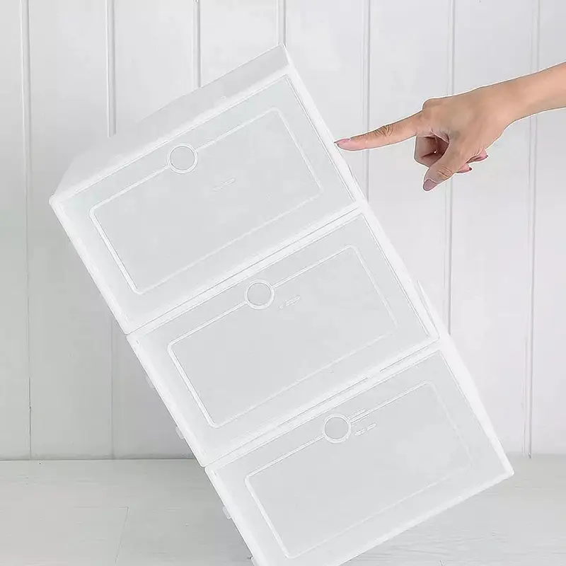 6X Plastic Shoe Storage Boxes Drawer Stackable Foldable Organizer Clear Durable 5