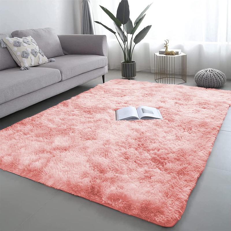Large Shaggy Rug Fluffy Rugs Anti-Slip Living Room Bedroom Soft Carpet Floor Mat Cotton Plaid Non-slip Anti-skid Indoor Black 7
