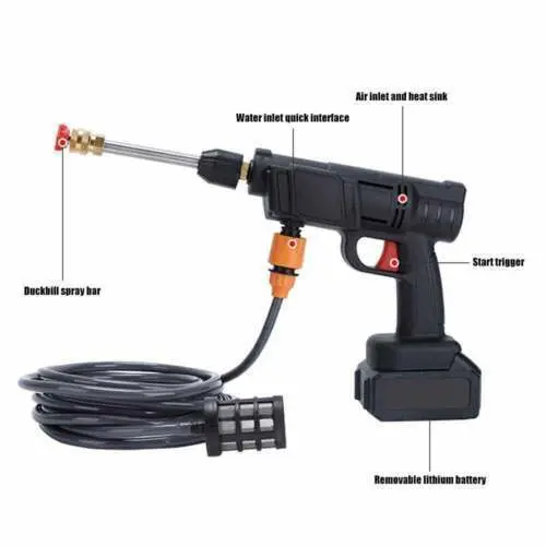 2 Battery Portable Cordless Car High Pressure Washer Jet Water Wash Cleaner Gun 7