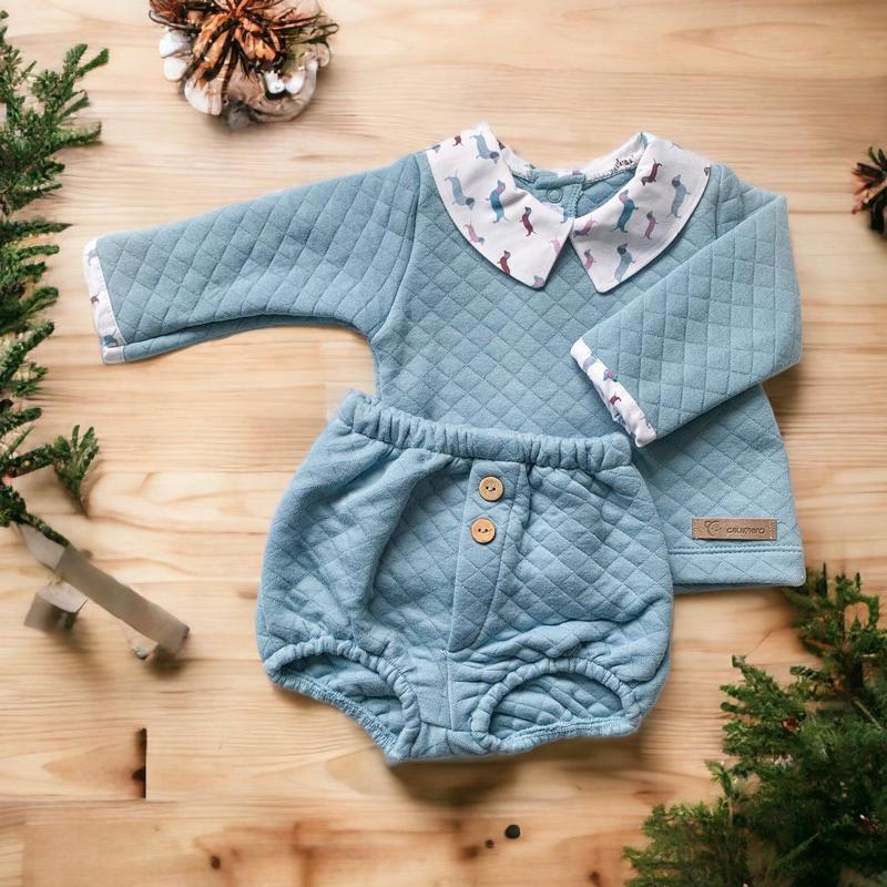 Rufus blue long sleeved two piece set 1