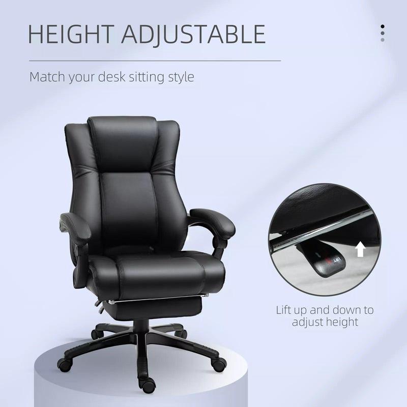 Black Faux Leather Desk Chair for Office and Home Use 8