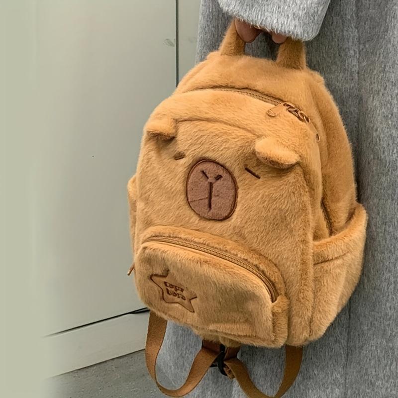 Product Introduction of New Capybara Plush Capybara Backpack Cute Versatile Furry Bag Female Cartoon Small Backpack 9