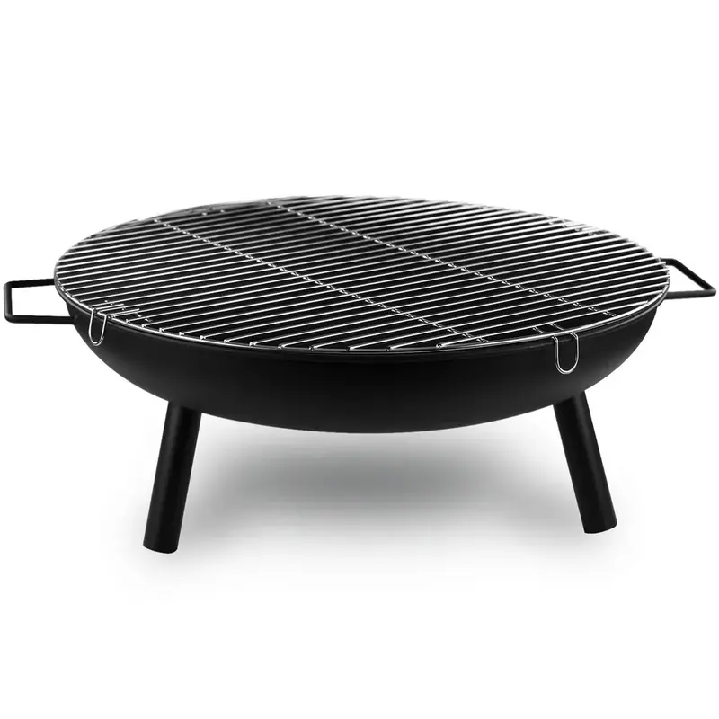 23" Large Round Steel Fire Pit Garden Patio Camping Heater Burner Bowl BBQ Gril Outdoor Fire Pit, Garden Patio Heater Charcoal Log wood Burner for BBQ Camping Picnic Patio Steel Fire Bowl Grill 2