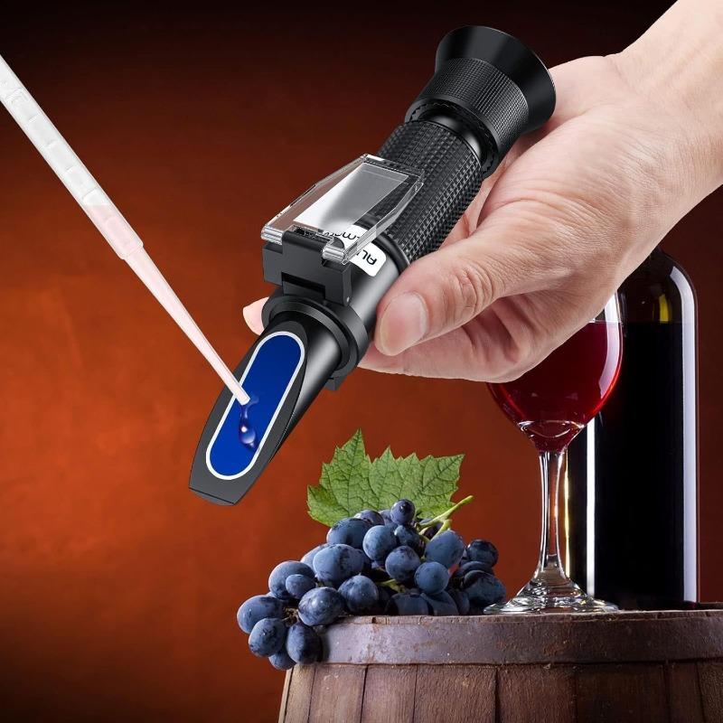 ALLmeter Dual Scale Refractometer for Wine Making (Brix 0-40%, Alcohol 0-25%) with Automatic Temperature Compensation (ATC) Sugar/Alcohol Refractometer for Home Wine Brewing 1