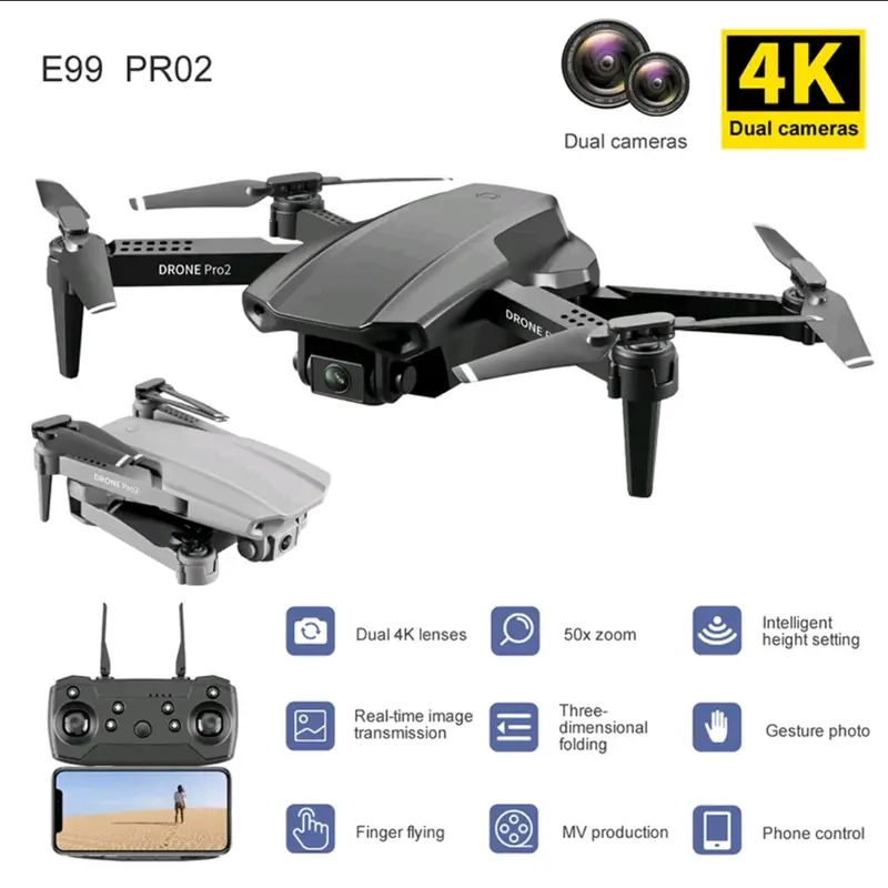E99 Pro 2 Drone 4K Dual Camera + 2 battery Packs drones 0