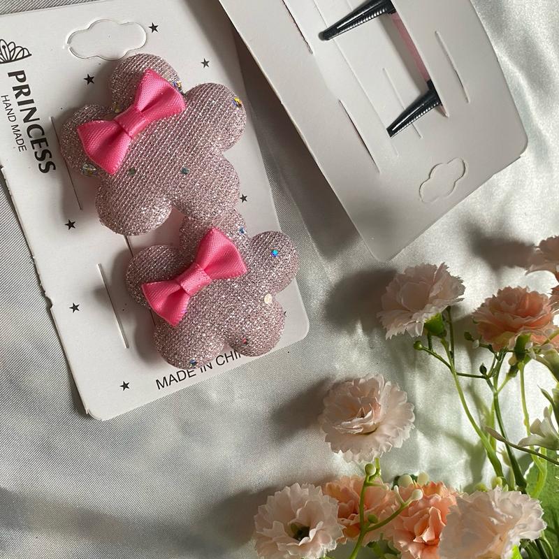 Flower shaped soft shiny bow style Pair of hair pins for girls fashion 6 colours 4