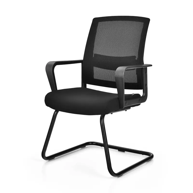 Mid Mesh Back Reception Chair with Adjustable Lumbar Support and Sled Base 3