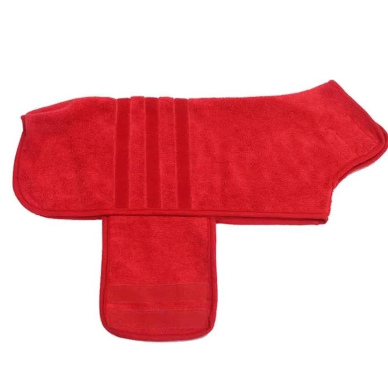 Dog Robe for Bathtime Drying and Travel Towel for All Size Dogs in 2 Colours Blue and Red bathrobe 3