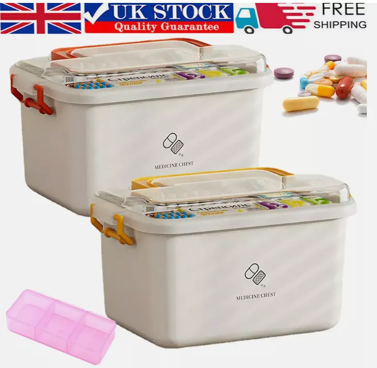 Medicine Storage Box Portable Medication Storage Large-Capacity Medicine Box Healthcare Aid