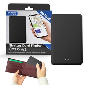 ReFind Skytag Card Finder (IOS Only) - Rechargeable Wallet Tracker AirTag Alternative for Bags, Luggage, Suitcases and Purses. Slim and Durable GPS tracker Compatible with Apple Find My App