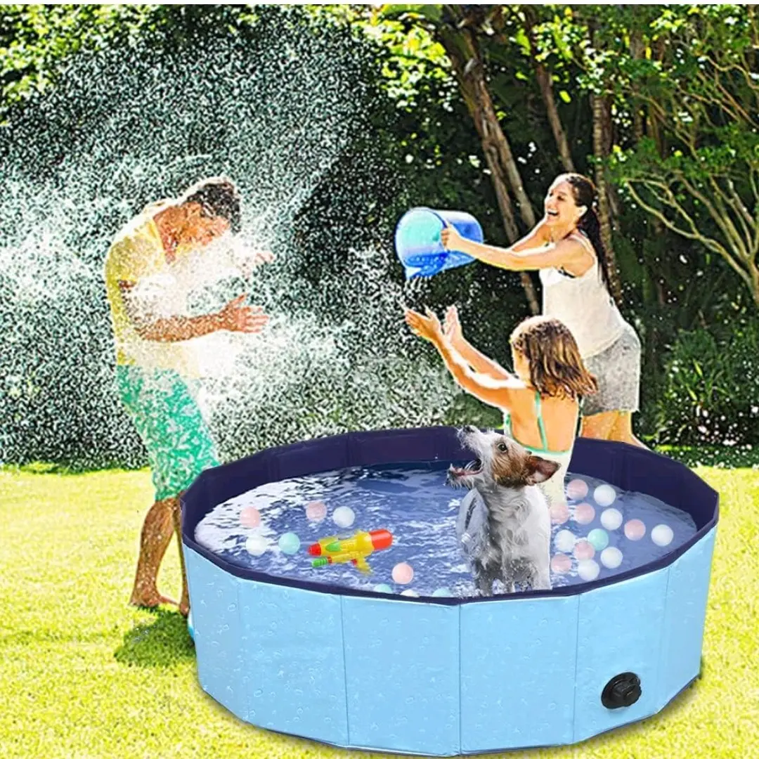 TMbsfatn Dog pool dog paddling pool pet bathtub pet paddling pool PVC non-slip Foldable paddling pool suitable for all kinds of pets (80x30cm, Blue) - Brand New