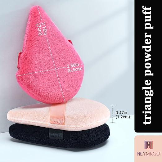 Powder Puff, 4 Pcs Triangle Powder Puffs for Pressed Powder, Velvet Setting Makeup Puff Powder Sponge with Strap, Reusable Wet Dry Dual-use Face Make Up Cosmetics Cleansing Beauty Make-up Puff Visit the HEYMKGO Stor 4