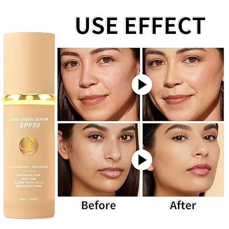 4 in 1 Moisturizing Full Coverage Liquid Foundation TrueMatch Color Changing Foundation with Sunscreen Light and Medium Spectrum Makeup Primer for All Skin Types 4