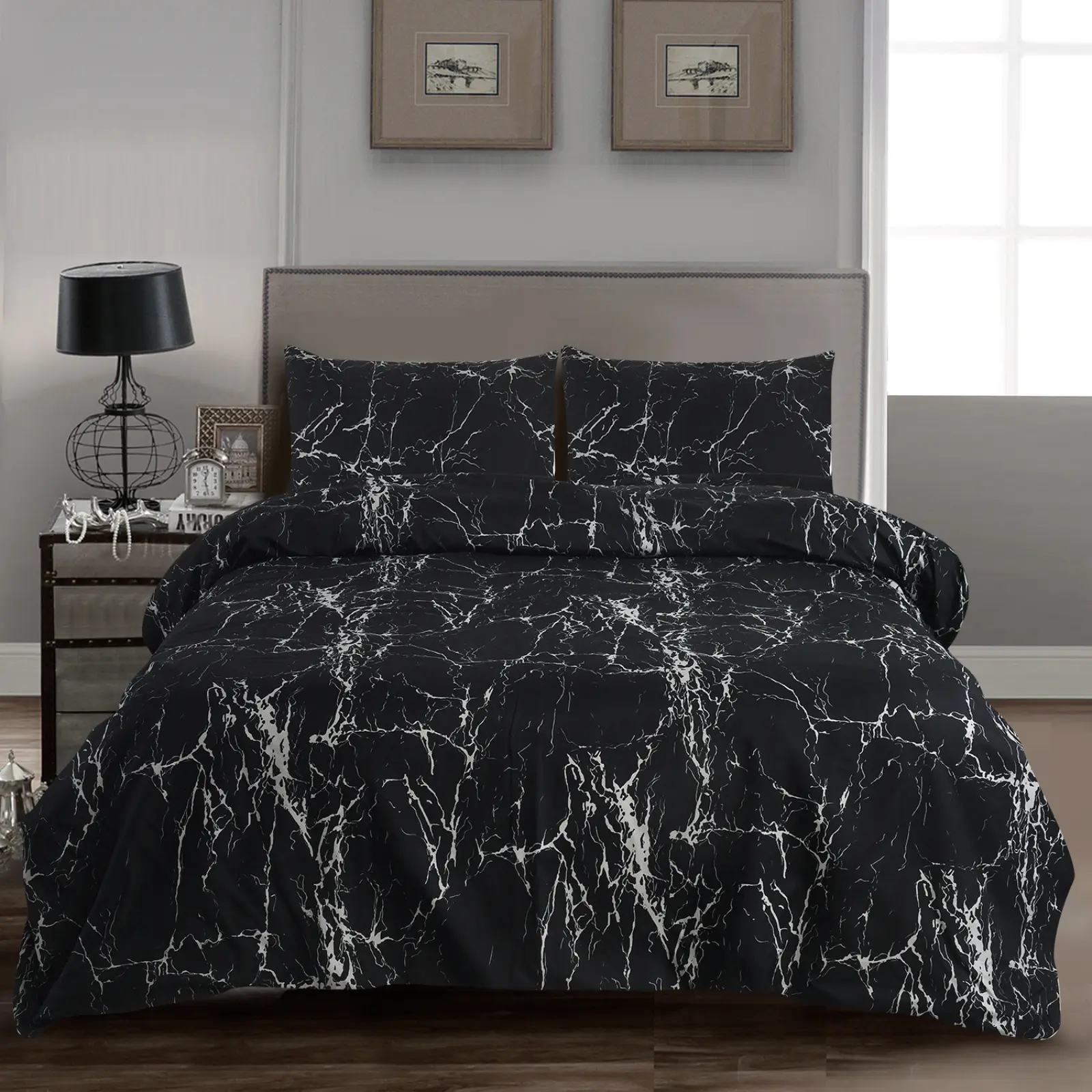 4pc Super Soft Bedding Set – Fitted Sheet, Duvet Cover & Pillowcases | Luxurious Cotton Feel Microfiber