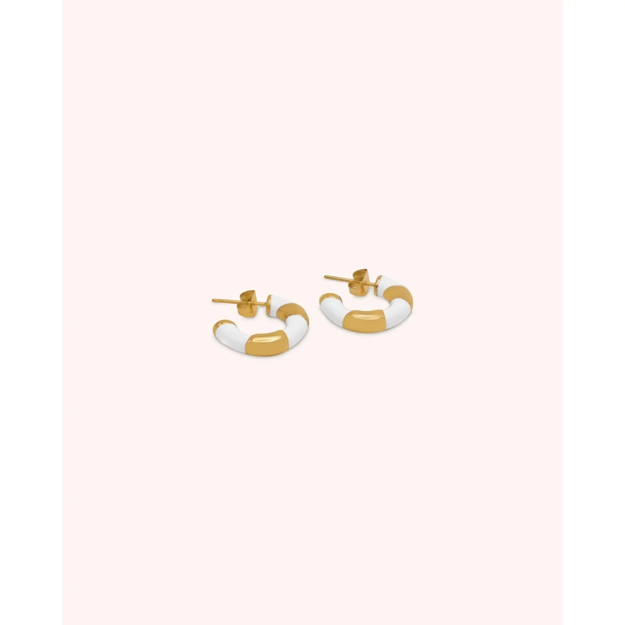 White Enamelled Hoop Earrings