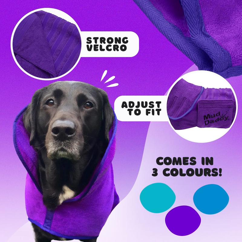 Mud Daddy® Dog Drying Coat | Dog Bathrobe | Fast Drying | Super Absorbent | Double layers | Double thickness 6