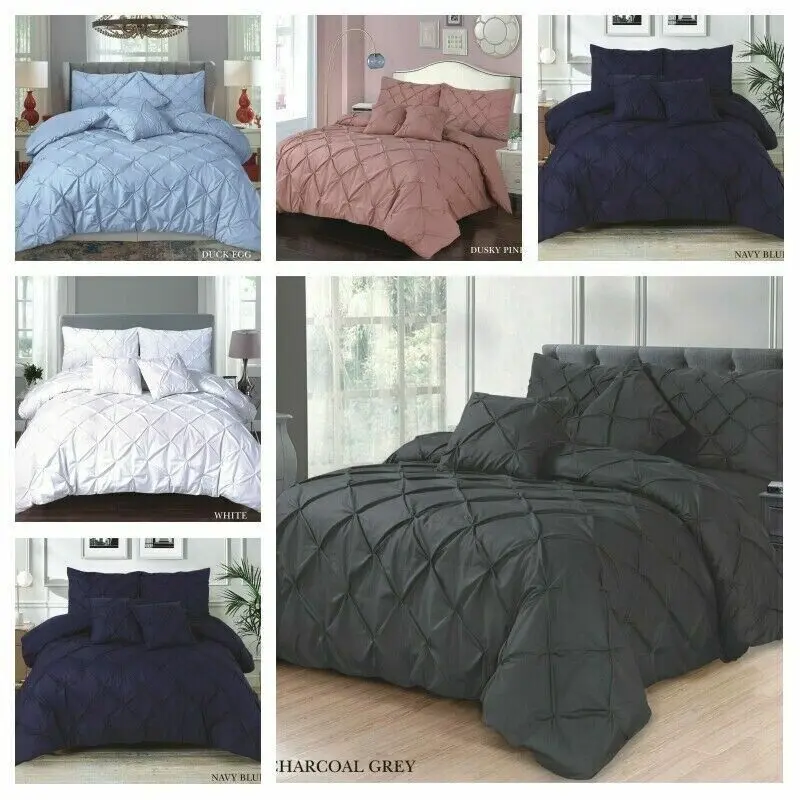 Pintuck Pleated Alford Duvet Cover Set Bedding With Pillowcase All Sizes Colours Shop Now 8
