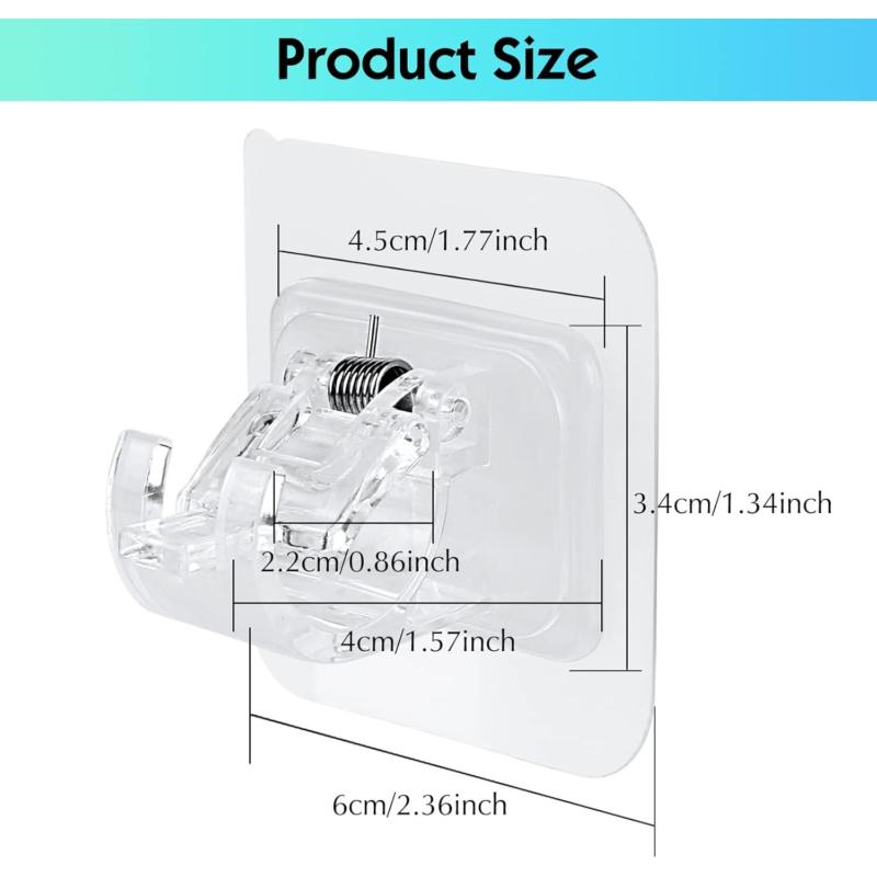 6PCS Self Adhesive Hooks Curtain Rod Bracket Pole Holder Drapery Hook Holders Organiser 1