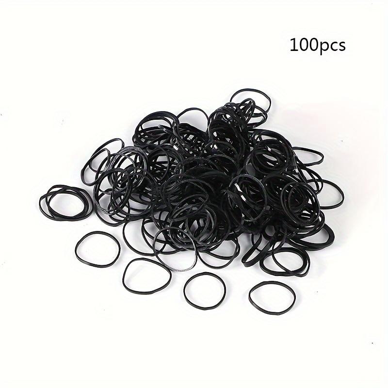 100pcs Black Disposable Hair Ties - Thick, High Elasticity, No-Damage Ponytail Holders for Women & Girls - Perfect for Christmas & New Year Styling, Simple Style 5