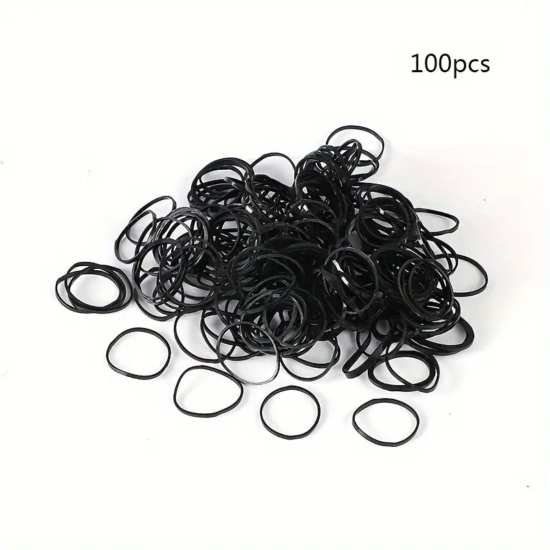 100pcs Black Disposable Hair Ties - Thick, High Elasticity, No-Damage Ponytail Holders for Women & Girls - Perfect for Christmas & New Year Styling, Simple Style 5