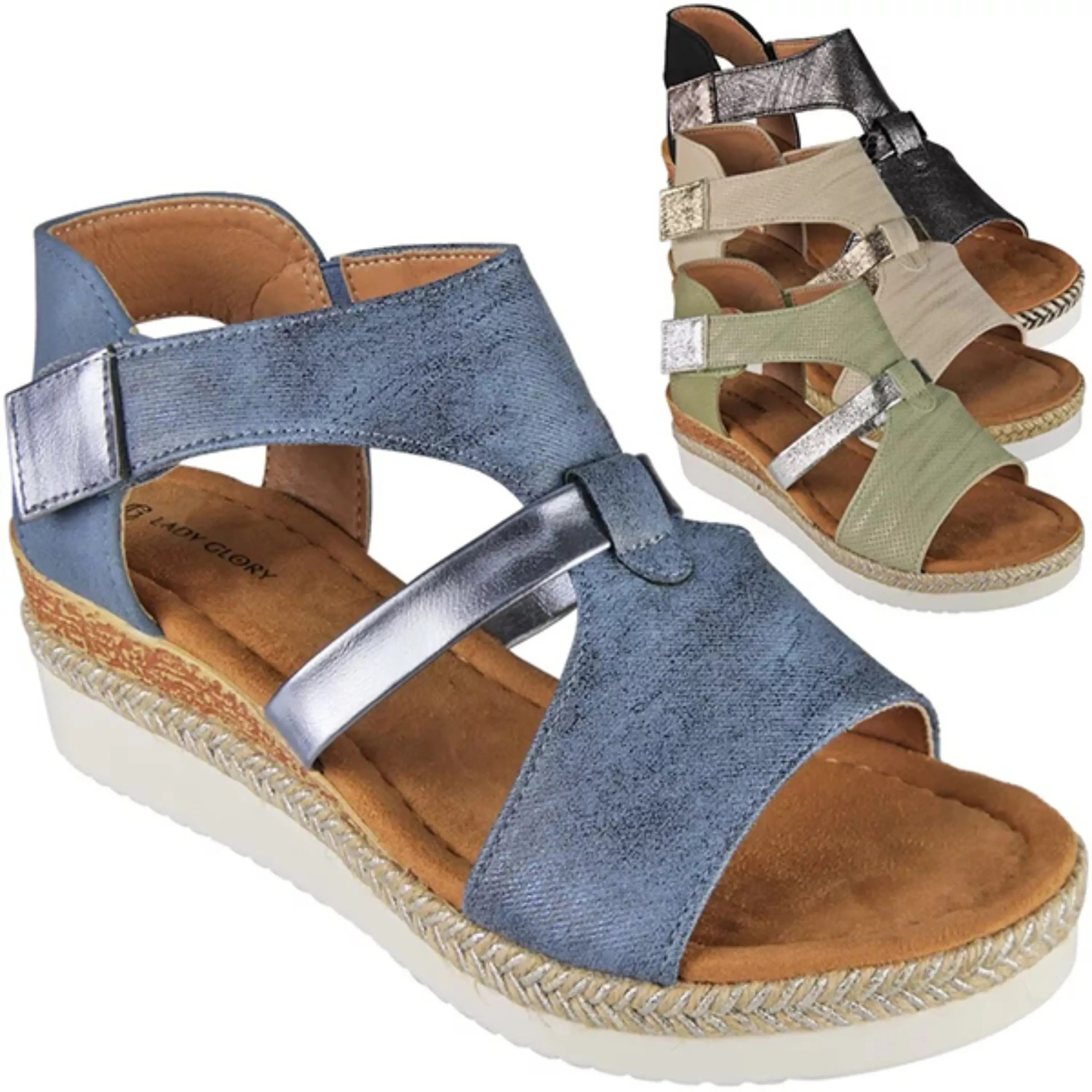 F6708 Ladies Comfy Summer Open Toes Girls Hessian Wedge Sandals
